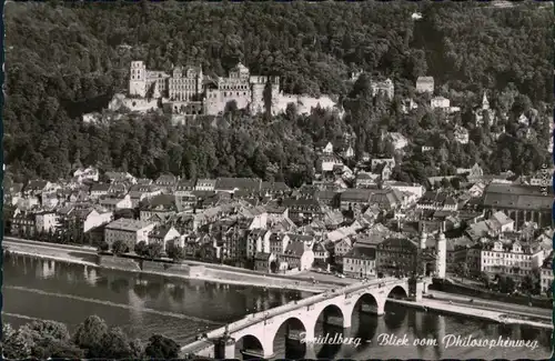 Ansichtskarte Heidelberg Stadtblick vom Philosophenweg 1963