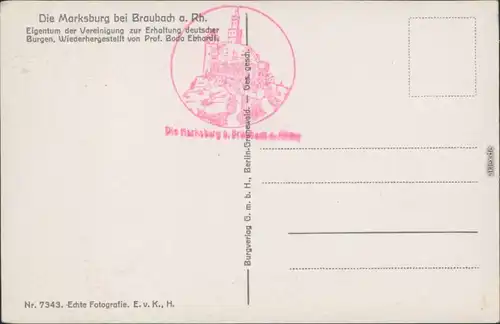 Ansichtskarte Braubach Marksburg 1925