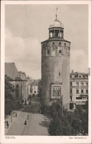 Ansichtskarte Görlitz Zgorzelec Straßenpartie - Marienturm 1928 