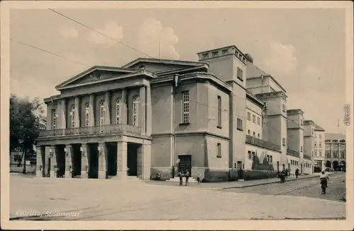 Ansichtskarte Görlitz Zgorzelec Straßenpartie am Stadttheater 1940 