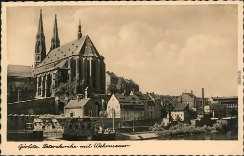 Görlitz Zgorzelec Blick auf die Peterskirche mit Wehrmauer 1940 