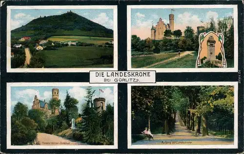 Görlitz Zgorzelec Mehrbild: Landeskrone, Restauration, Weg 1913 