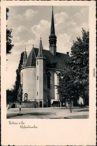 Ansichtskarte Zittau Partie an der Weberkirche 1934 