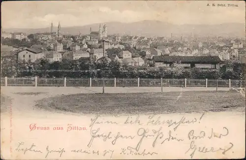Ansichtskarte Zittau Platz - Blick auf die Stadt 1900 