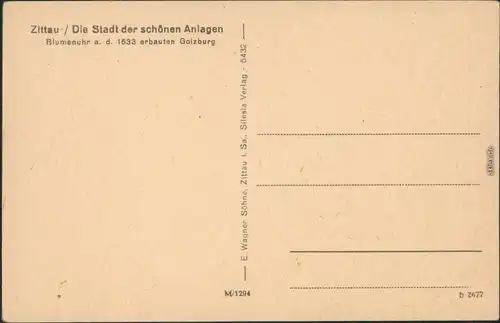 Ansichtskarte Zittau Blumenuhr - Stadtgärtnerei 1928 