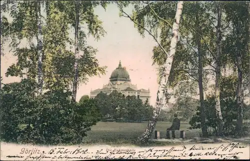 Ansichtskarte Zgorzelec Bank, Birken - Ruhmeshalle 1904 