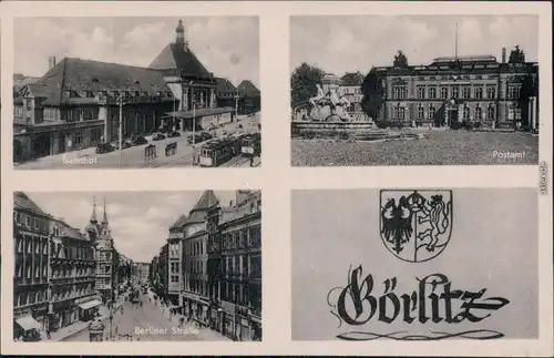 Görlitz Zgorzelec 3 Bild: Berlinerstrasse, Hauptbahnof, Postplatz 1955 