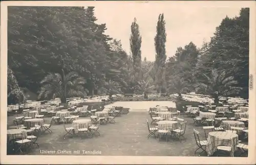 Görlitz Zgorzelec Stadthallengaststätte: Unterer Garten mit Tanzdiele 1920