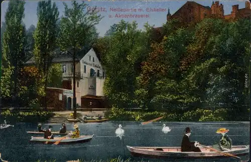 Görlitz Zgorzelec Neißepartie mit Eiskeller und Aktienbrauerei 1916