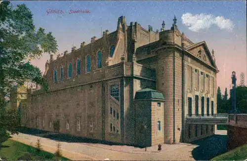 Ansichtskarte Görlitz Zgorzelec Stadthalle Eckansicht 1927