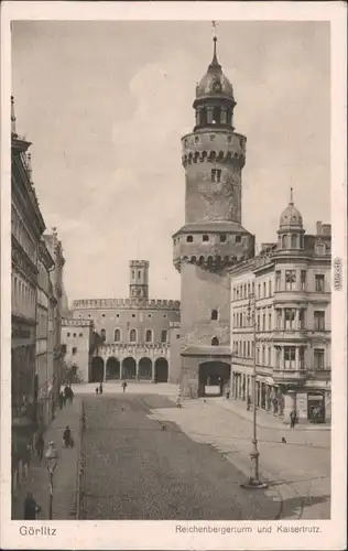 Görlitz Zgorzelec Reichenbacher Turm und Kaisertrutz mit Geschäften 1925