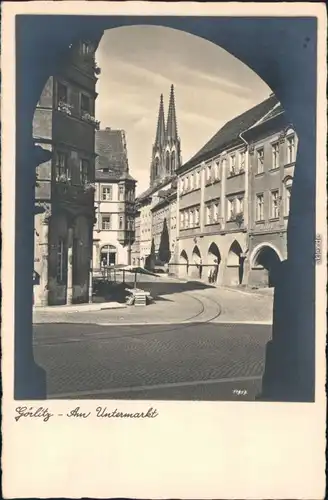 Ansichtskarte Görlitz Zgorzelec Straßenpartie am Untermarkt 1932 