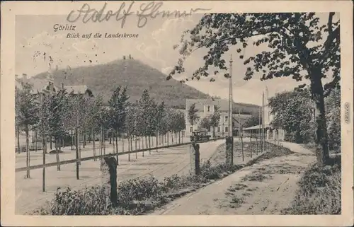 Ansichtskarte Görlitz Zgorzelec Straßenpartie - Landeskrone 1924 