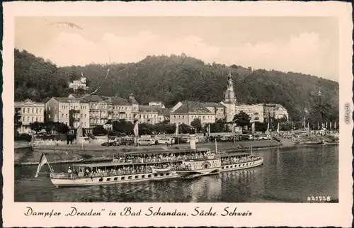 Ansichtskarte Bad Schandau Dampfer Dresden, Stadt - Parkplatz 1958 