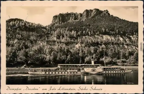 Ansichtskarte Porschdorf-Bad Schandau Dampfer Dresden - Lilienstein 1958 