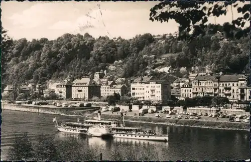 Ansichtskarte Bad Schandau Blick auf Stadt und Dampfer 1966 
