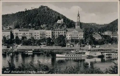 Ansichtskarte Bad Schandau Anlegestelle, Dampfer Dresden Stadt 1955 