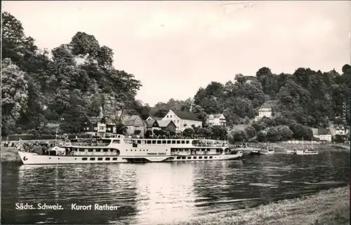 Ansichtskarte Rathen Elbeschiff Friedrich Engels vor der Stadt 1968 
