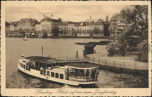 Ansichtskarte Hamburg Elbdampfer, Jungfernstieg 1918