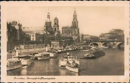 Ansichtskarte Innere Altstadt-Dresden Dampferanlegestelle, Elbdampfer 1920