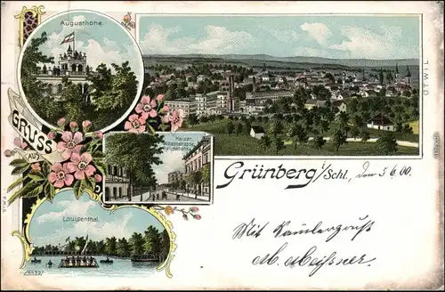 Grünberg Schlesien Zielona Góra Litho Wilhelmstraße Louisental Augusthöhe 1900