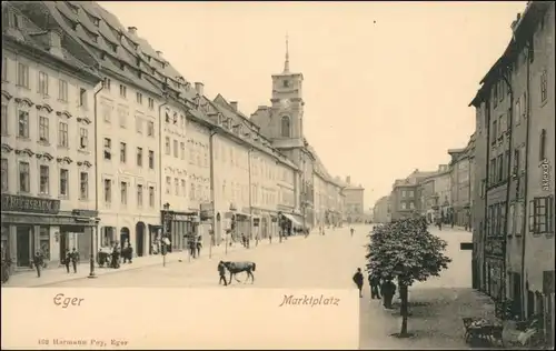 Ansichtskarte Eger Cheb Marktplatz - Geschäft J. Buchsnbaum 1904 