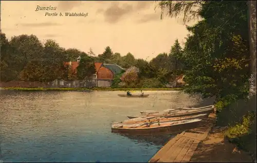 Ansichtskarte Bunzlau Bolesławiec Partie b. Waldschloß 1910