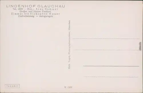 Ansichtskarte Glauchau Gaststätte Lindenhof 1930