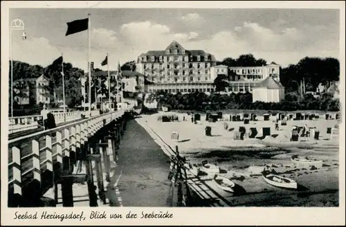 Ansichtskarte Heringsdorf Usedom Blick von der Seebrücke auf Hotels 1932 