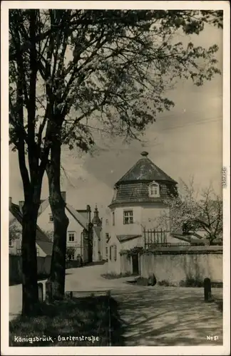 Ansichtskarte Königsbrück Kinspork Partie in der Gartenstraße Oberlausitz 1940