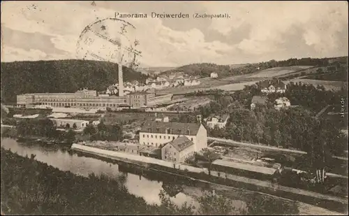 Schönborn-Dreiwerden-Rossau (Sachsen) Blick auf die Papierfabrik 1920 