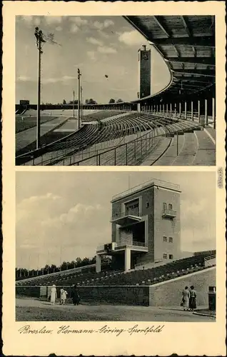 Breslau Wrocław 2 Bild: Stadion und Turm (Sonderstempel Sondermarken) 1938 