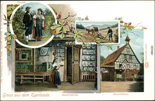 Ansichtskarte Eger Cheb Ergerland - bauernstube - Bauernhaus 1908 