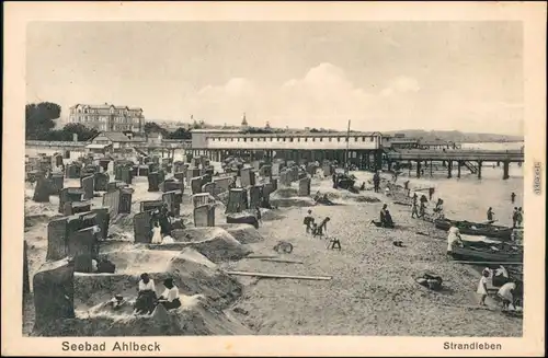 Ansichtskarte Ahlbeck (Usedom) Strandleben, Seebrücke - Hotels 1928 