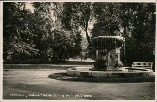 Ansichtskarte Chemnitz Karl-Marx-Stadt Partie am Schlossinselbrunnen 1932 