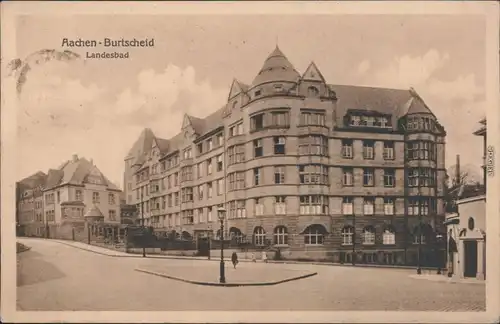 Ansichtskarte Burtscheid-Aachen Straßenpartie - Landesbad 1918 