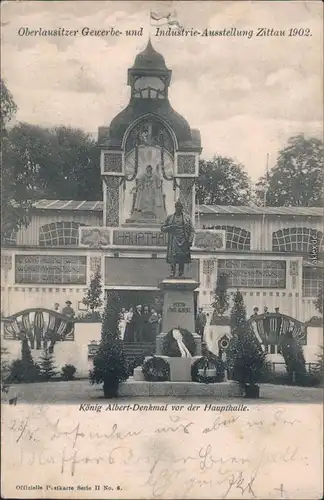 Ansichtskarte Zittau König Albert-Denkmal vor der Haupthalle 1920