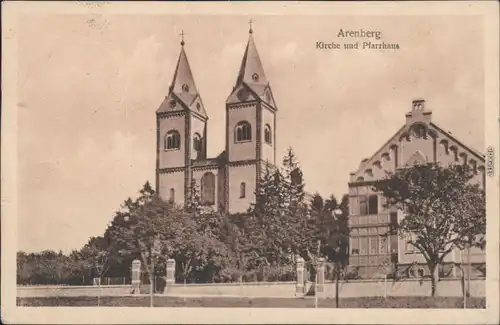 Ansichtskarte Arenberg-Koblenz St. Nikolaus Kirche und Pfarrhaus 1936