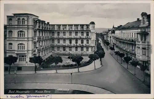 Ansichtskarte Bad Neuenahr-Ahrweiler Straßenpartie Haus Flora 1942 