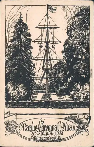 Ansichtskarte Zittau Künstlerkarte, Marine-Ehrenmal, Skagerakplatz 1933 