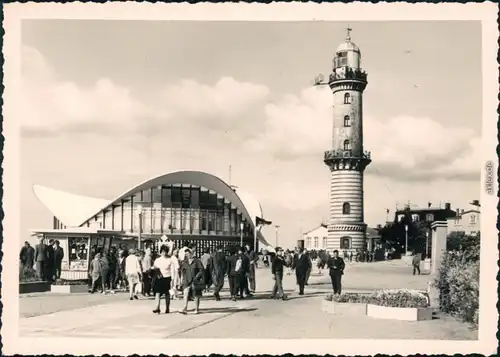 Ansichtskarte Warnemünde-Rostock Gaststätte Teepott und Leuchtturm 1969