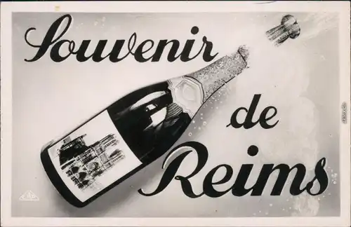 CPA Reims Reims Souvernier: Kathedrale - Champagnerflasche 1942 