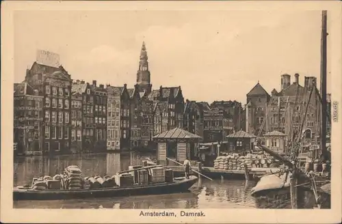 Ansichtskarte Amsterdam Amsterdam Damrak (Straße) und Hafen 1925