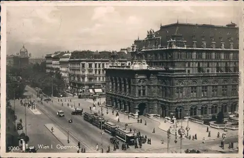 Ansichtskarte Wien Opernring, Straßenbahn 1939