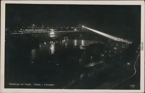 Ansichtskarte Hamburg Hafen bei Nacht 1932