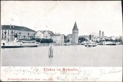 Ansichtskarte Lindau (Bodensee) Hafen 1907