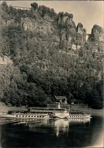 Ansichtskarte Lohmen (Sachsen) Bastei und Elbdampfer 1962