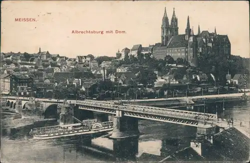 Ansichtskarte Meißen Schloss Albrechtsburg mit Dom, Elbdampfer 1921