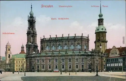 Dresden Hofkirche Dresden Schlossturm, Ständehaus, Theaterplatz 1917