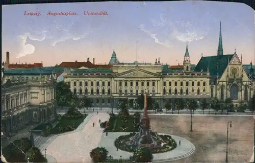 Ansichtskarte Leipzig Augustusplatz/Karl-Marx-Platz, Universität 1915